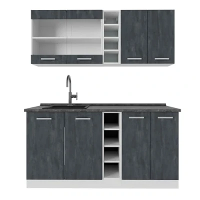 Abbildung von Vicco Singleküche R Line, Schwarz Beton/Weiß, 160 cm AP Anthrazit