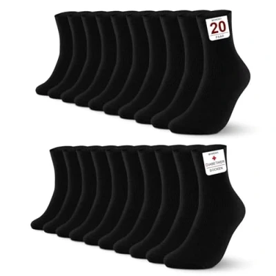 Abbildung von Mowenti Diabetikersocken Damen Ohne Gummibund Diabetiker Socken Herren 39 42 Komfortbund 20 Paar Extra Weit Baumwolle Schwarz Herrensocken Damensocken
