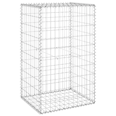 Abbildung von vidaXL Gartenzaun Gabionenwand mit Abdeckung Verzinkter Stahl 60x50x100 cm, (1 St)