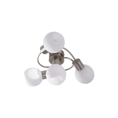 Abbildung von Lindby Deckenleuchte Ciala, dimmbar, Leuchtmittel nicht inklusive, Modern, Glas, Metall, weiß, nickel satiniert, 4 flammig, E14