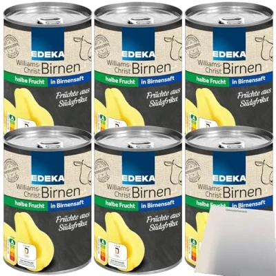 Abbildung von Edeka Williams Christ Birnen halbe Frucht in Birnensaft 6er Pack (6x410g Dose) + usy Block