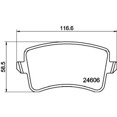 Abbildung von HELLA 8DB 355 025 381 Bremsbelagsatz nicht für Verschleißwarnanzeiger vorbereitet mit Bremssattelschrauben Zubehör AUDI: A4 B8 Avant, Q5