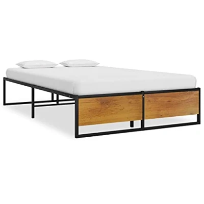 Abbildung von vidaXL Bettgestell Bett Metallbett Schlafzimmerbett Doppelbett Bettrahmen Ehebett Lattenrost Schlafzimmermöbel Schwarz Metall 120x200cm