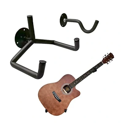 Abbildung von Huianpen Gitarrenwandhalter,Gitarrenhalter für Die Wand Schräg,Gitarrenbügelhaken,Wandhalter Gitarrenständer,mit Schrauben,für Akustikgitarre, klassische Gitarre, E Bass, Ukulele (Schwarz)