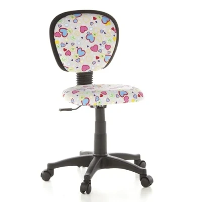 Abbildung von hjh OFFICE 670170 Kinderdrehstuhl KIDDY TOP Netzstoff Herzen/Blumen Kinderbürostuhl mit Rückenlehne, höhenverstellbar