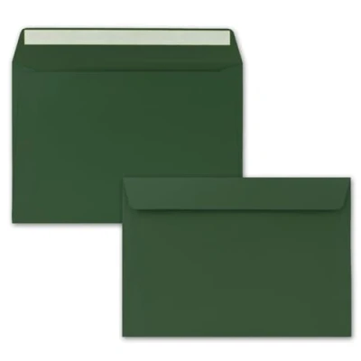 Abbildung von 25x Briefumschläge DIN C5 Moosgrün (Grün) 16,2 x 22,9 cm Haftklebung Edle Kuverts für große Einladungen und Karten zum Geburtstag oder Hochzeit