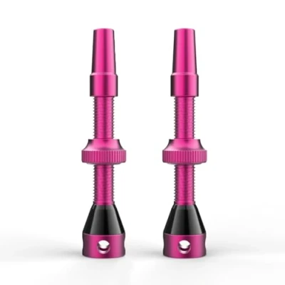 Abbildung von Shredr. Tubeless Ventile Set Presta Für Schlauchlos Reifen Superleichtes Alu, bunt eloxiert, französisches Ventil Normale Felgen (pink, 44mm)