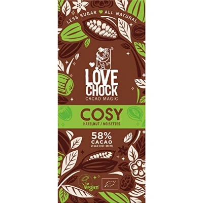 Abbildung von Lovechock Tafelschokolade, Cosy Reisdrink &amp; Haselnuss, 58% Kakao, vegan, 70g (2)
