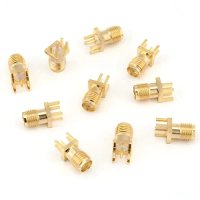 Abbildung von 10 stücke Messing Vergoldung SMA Buchse Sockel Jack Stecker Ende Launch50 Ohm HF Steckverbinder PCB Clip Randmontage Adapter