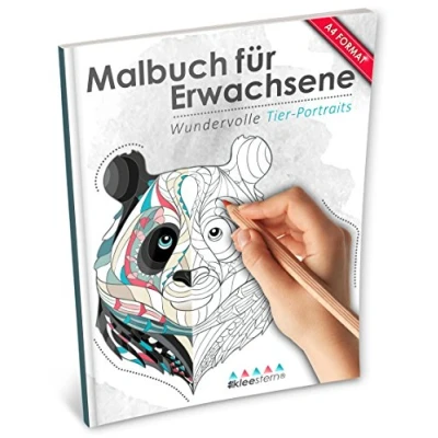 Abbildung von Malbuch für Erwachsene: Wundervolle Tier Portraits zum Ausmalen, Entspannen &amp; Ruhen (Kleestern®, A4 Format, 40+ Motive)