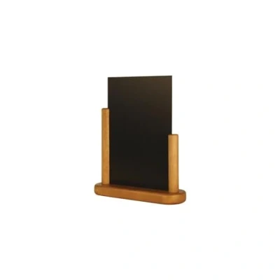 Abbildung von Securit Tischkreidetafel Elegant, Tischaufsteller mit beidseitiger Tafeloberfläche Holzsockel in U Form, einem weißen Kreidestift, ca. 23 x 20 cm groß, schwarz
