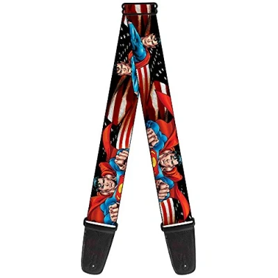 Abbildung von buckle down Gitarrengurt 34 60&quot; Superman Poses/American Flag