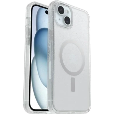 Abbildung von OtterBox Symmetry Clear für MagSafe transparente Hülle iPhone 15 Plus/iPhone 14 Plus, stoßfest, sturzsicher, schützende Hülle, 3X getestet nach Militärstandard, Stardust