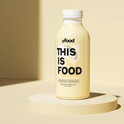 Abbildung von yfood Drink Smooth Vanilla, Leckere Trinkmahlzeit für unterwegs, THIS IS FOOD Drink, 33g Protein, 26 Vitamine und Mineralstoffe, 12 x 500ml, Geschmack Vanille, inkl. 3,00 Pfand