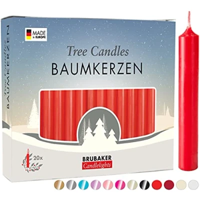 Abbildung von BRUBAKER 100er Pack Baumkerzen Wachs Weihnachtskerzen Pyramidenkerzen Christbaumkerzen Rot