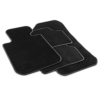 Abbildung von MDM PRO 268 Fußmatten für BMW 1er (E81) und (E87) 09.2004&gt;2011, Passgenau Velours Kunstlederkanten doppelten Steppnaht Chromnähte, black