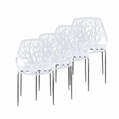 Abbildung von Makika Esszimmerstuhl Retro Stuhl Design CALUNA 4er Set in Weiß