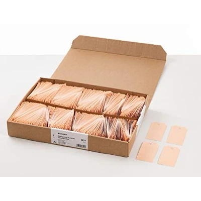Abbildung von HERMA 6014 Anhängezettel klein, 1000 Stück, 45 x 90 mm, Geschenkanhänger zum Beschriften, Hängeetiketten aus Karton, blanko Papieranhänger Etiketten Anhänger mit Öse, braun