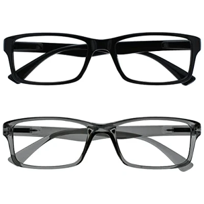 Abbildung von The Reading Glasses Company Die Lesebrille Unternehmen 2er Pack Leser Schwarz Grau Designer Stil Herren Damen Lesehilfe RR92 17 +3,50