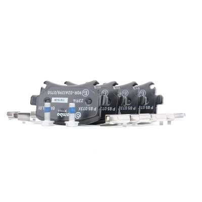 Abbildung von BREMBO P 85 073X Bremsbelagsatz für Verschleißwarnanzeiger vorbereitet mit Bremssattelschrauben Zubehör VOLKSWAGEN: Touran I, Passat B6 Limousine