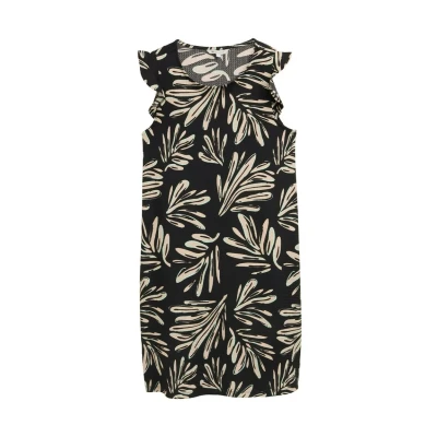 Abbildung von TOM Tailor Denim Freizeitkleid, Damen, Größe: XS, Abstract black beige print