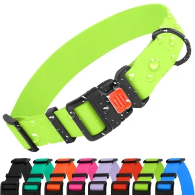 Abbildung von CollarDirect Verstellbares Hundehalsband, bunt, wasserfest, für kleine, mittelgroße und große Hunde, Welpen, 9 Farben (Limettengrün, XL (45 66 cm))