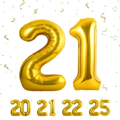 Abbildung von 21 Geburtstag Deko zahlen luftballon jahre Folienballon Gold für 21. Geburtstagsdeko Männer Frauen Ballon Zahl zum fliegt mit Helium 21.Geburtstagsparty 40&quot; 101cm