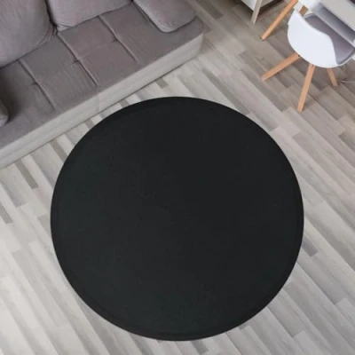 Abbildung von TT Home Krabbelmatte Babyzimmer Teppich Spielmatte Kinder Unifarben rutschfest Flauschig, Farbe: Schwarz, Größe:120 cm Rund