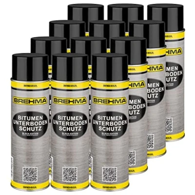 Abbildung von BREHMA 12x Bitumen Unterbodenschutz Black Edition 500ml Steinschlagschutz Spray schwarz