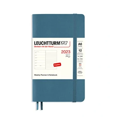 Abbildung von LEUCHTTURM1917 365927 Wochenkalender &amp; Notizbuch Softcover Pocket (A6) 2023, 12 Monate, Stone Blue, Englisch