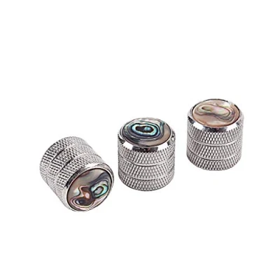 Abbildung von Alnicov Gitarren Kontralknöpfe, Silber mit Abalone, Lautstärkeregler, Metallknöpfe für Gitarre, Bass, 3 Stück