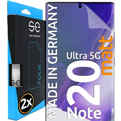 Abbildung von S.E für Note 20 Ultra 5G, matt entspiegelt, 2x Full Screen, Positionierhilfe, Galaxy Folie, matte Displayfolie, 5G Schutzfolie aus Deutschland