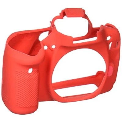 Abbildung von easyCover Silikon Kameratasche Schutz für Ihre Kamera Canon 80D Rot