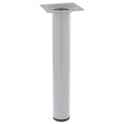 Abbildung von WAGNER Möbelbein/Tischbein/Möbelfuß Classic Retro Ø 30 x 200 mm, integrierte Anschraubplatte 60 Innengewinde 10 Stahl pulverbeschichtet Aluminium Silber 12122001