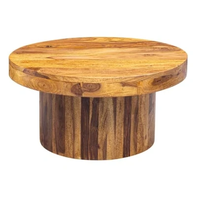 Abbildung von FineBuy Couchtisch 60x30x60 cm Sheesham Massivholz Sofatisch, Design Wohnzimmertisch Rund, Stubentisch Kaffeetisch Braun, Tisch Wohnzimmer