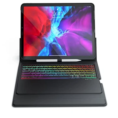 Abbildung von CSL Bluetooth Tastatur kompatibel mit iPad Pro 12,9 Zoll Gen 3, 4, 5, 6 500 mAh Akku inkl. Hülle Tablet Keyboard Apple Layout Schutzhülle beleuchtete