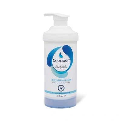 Abbildung von Cetraben Körpercreme Feuchtigkeitspflege, perfekt für trockene, empfindliche und zu Ekzemen neigende Haut, Dermatologische Körperfeuchtigkeitspflege, 475 ml