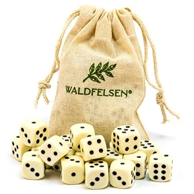 Abbildung von Waldfelsen 6, 12, 20, 30 oder 50 hochqualitative Würfel Standardgröße 16 mm Acrylwürfel Knobel Spielwürfel Dice 6 seitig sechsseitig Spielzubehör Set mit Stoffbeutel (Türkis, Stück)
