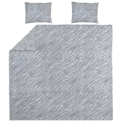 Abbildung von Meyco Home Zebra Bettwäsche Doppelbett (Baumwolle, atmungsaktives Material, einfache Pflege, perfekte Passform, praktischer Einschlagstreifen, Maße: 240 x 200/220 cm), Grau