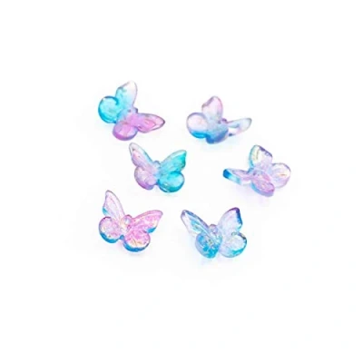 Abbildung von Vintageparts Perlen Schmetterling aus Glas in violett blau 8 Stück zum Schmuck selber basteln