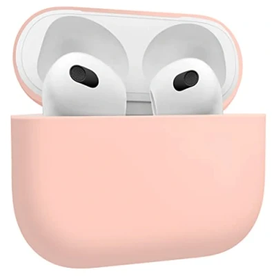 Abbildung von MyGadget Silikon Hülle kompatibel mit Apple AirPods 3. Generation Schutzhülle Qi Etui Soft Silikonhülle Case Tasche in Rosa