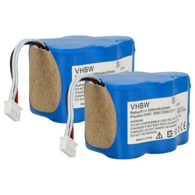 Abbildung von vhbw 2X Akku kompatibel mit Ecovacs Deebot D73, D715, D780, D76, D720, D73n, D730, D77, D760, D79 Saugroboter (3300 mAh, 6 V, NiMH)