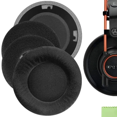 Abbildung von GEEKRIA Replacement Ear Pads Compatible with AKG K701, K702, Q701, Q702, K601, K612, K712 Headphones Cushions, Headset Earpads, Cups Repair Parts (Black Velour)