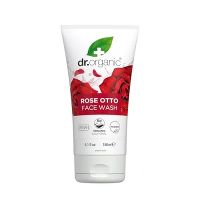 Abbildung von Dr. Organic Rose Otto Gesichtswaschmittel, Reinigend, Reife Haut, Herren, Damen, natürlich, vegan, tierversuchsfrei, paraben und SLS frei, recycelt &amp; recycelbar, biologisch, 150ml