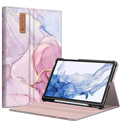 Abbildung von Fintie Hülle für Samsung Galaxy Tab S8 11 Zoll 2022 /S7 2020, Multi Winkel Betrachtung Folio Schutzhülle mit S Pen Halter Dokumentschlitze Auto Schlaf/Wach, Glorreicher Marmor