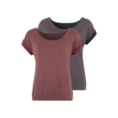 Abbildung von Lascana 2 PACK Tshirt print, Damen, Größe: 32/34, Beere + navy