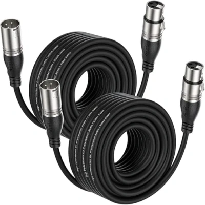 Abbildung von EBXYA DMX XLR Kabel 2er Pack 15.3m/50ft symmetrisches 3 poliges Mikrofon Patchkabel mit Stecker auf Buchse (Professionelles Audiokabel)