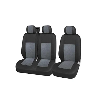 Abbildung von 2+1 Luxus Sitzbezüge Van Hochwertig Vordere Bus Schonbezüge Polyester Sitzschöner Schwarz/Grau Neu OVP