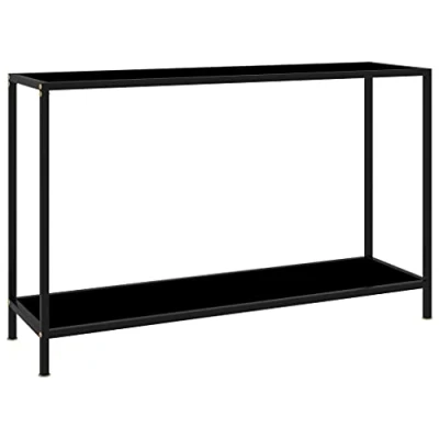 Abbildung von vidaXL Konsolentisch Flurtisch Konsole Beistelltisch Sideboard Wandtisch Frisiertisch Glastisch Deko Schwarz 120x35x75cm Hartglas Stahl