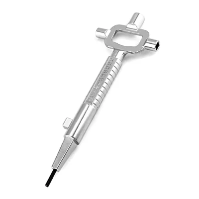 Abbildung von QWORK® Universal Bauschlüssel, Architektenschlüssel, Baustellenschlüssel mit Zylinder Messlehre, Schaltschrankschlüssel, Zinklegierung